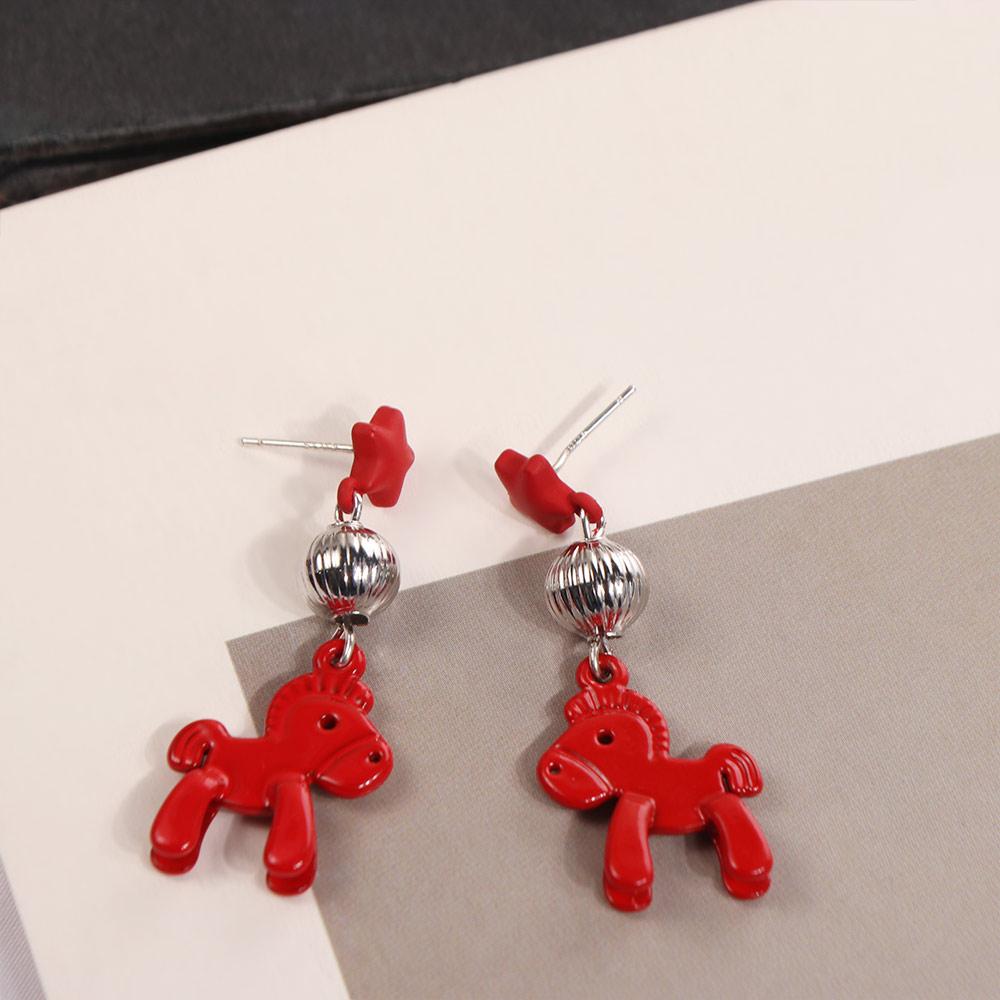 Fashion Jewelry New Year Horse Earrings Cartoon Horse Horse Drop Earrings  Party