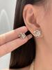Gold Flower Zircon Stud Earrings 925 Sterling Silver Vintage Luxury
