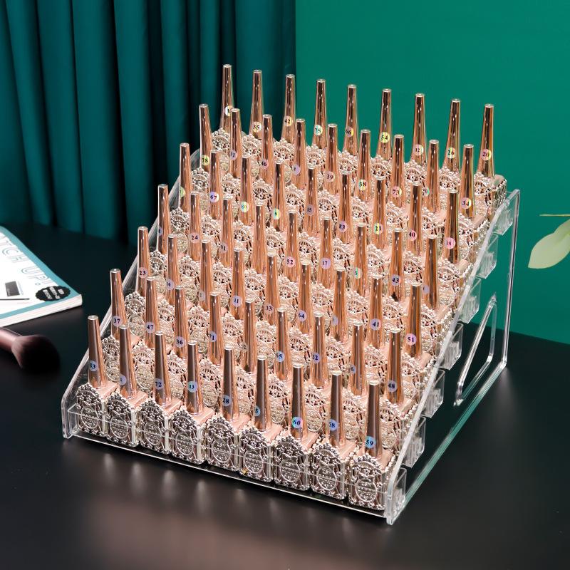 Transparent Acrylic Storage Box, Lipstick Display Stand, Desktop Cosmetics Finishing and Storage, Nail Polish Display Stand, Plastic.