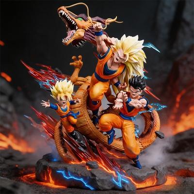 28cm Dragon Ball Anime Figurky Goku Gohan Super Saiyan Super 3 Shenron Otec a Syn Tři Lidé Model Soška Hračka Dárek k Narozeninám