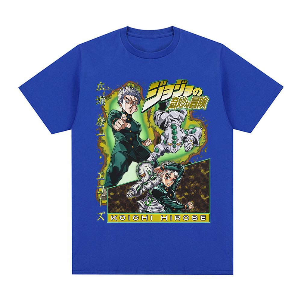 Anime Jojo Bizarre Adventure Hirose Koichi Graphic Print T Shirts Unisex Casual Cotton Short Sleeves Oversized Tshirt Streetwear