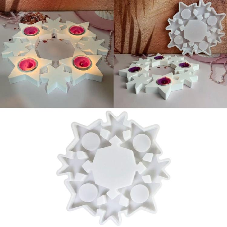 Holiday Star Candle Casting Mould, Flexible Construction Supports Removal While Center Posts Shape Openings Within the Christmas Design