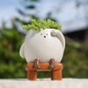 Smile Face Flower Pot Reusable Unique Sit Chair Succulent Pots Wear Resist Creative Small Potted Ornament for Indoor Outdoor