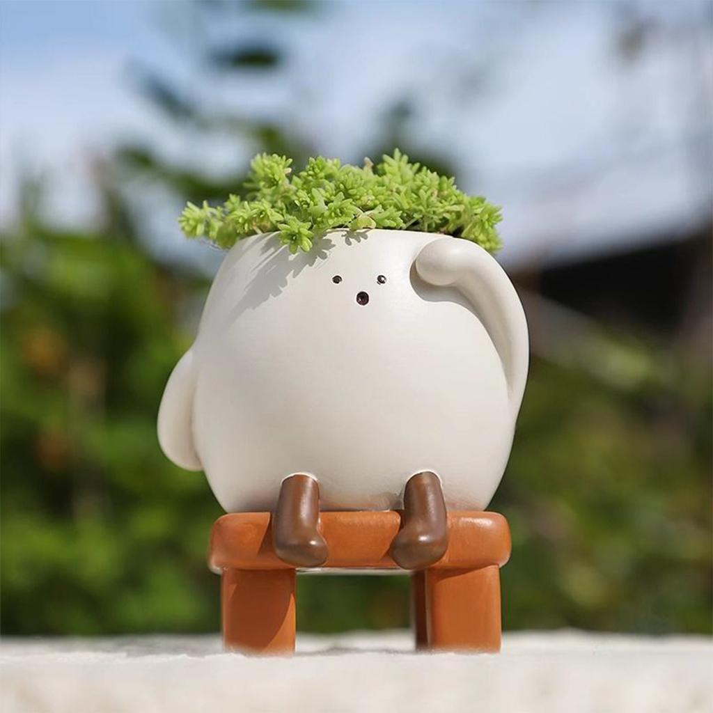 Smile Face Flower Pot Reusable Unique Sit Chair Succulent Pots Wear Resist Creative Small Potted Ornament for Indoor Outdoor