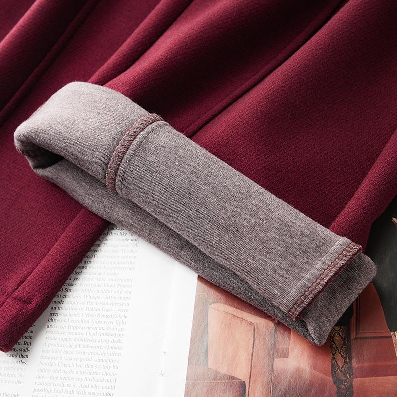 Ankola Women's Red High-Waisted Wide-Leg Velvet Pants - 2024 Autumn/Winter Slimming Casual Sweatpants