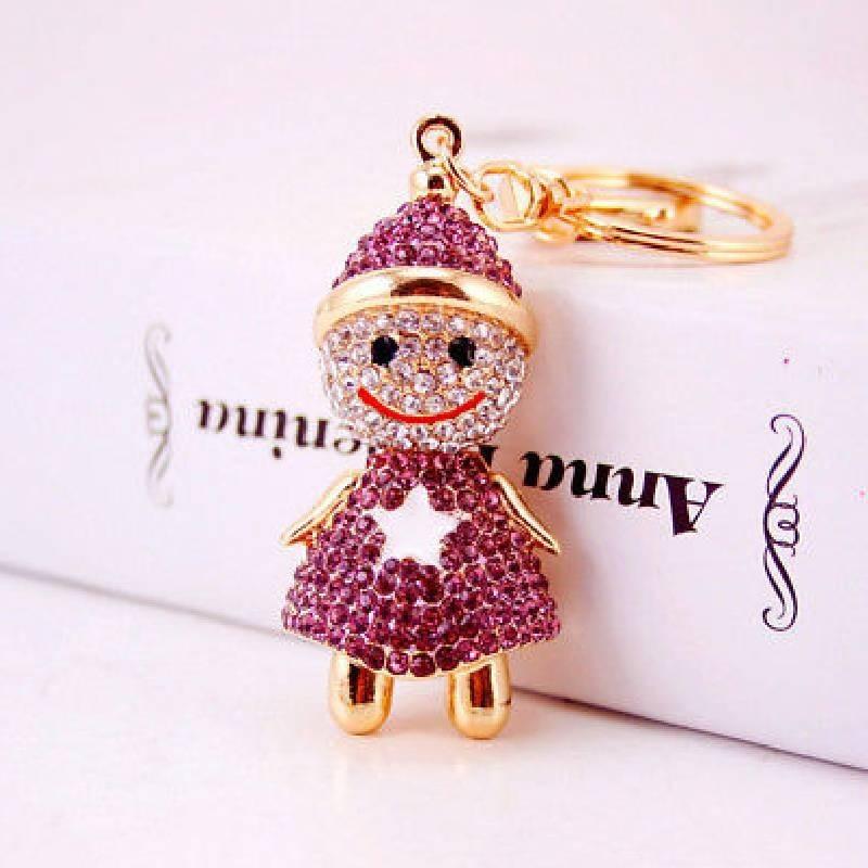 Cute Snowman Keychain For Women Sparkling Rhinestone Zinc Alloy Christmas Gift
