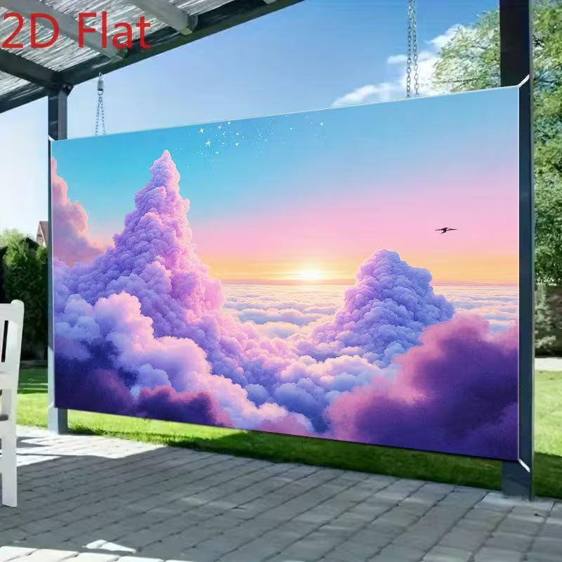 2D Dreamy Sky Backdrop Pink Purple Cotton Candy Clouds At Sunset Photography Background
