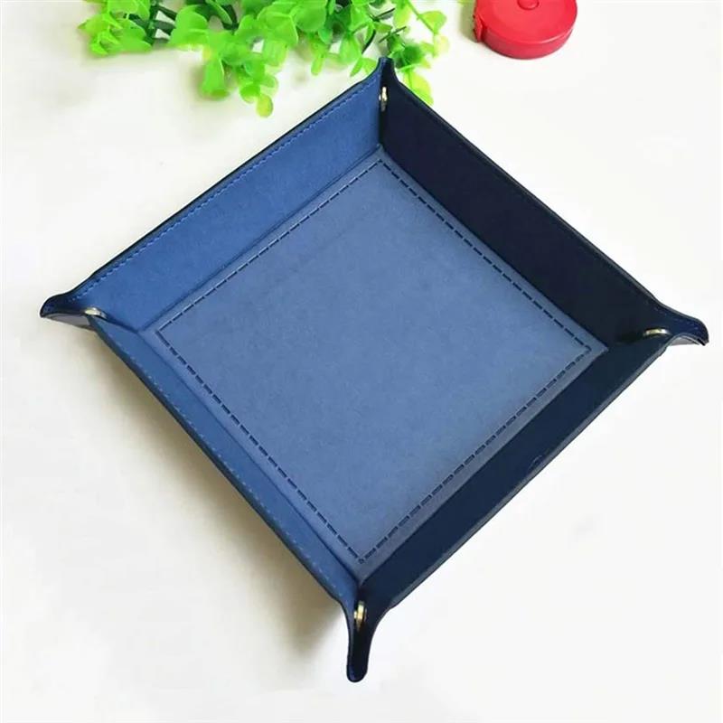 Ready Stocked Folding Hexagon Dice Game Storage Tray Holder Double Sided Thick PU Leather&Velvet Mat Office SuppliesHot Sell