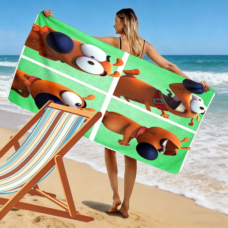 Pat the Dog Print Beach Towel, Large Soft Quick Dry Towel for Beach Camping Swimming