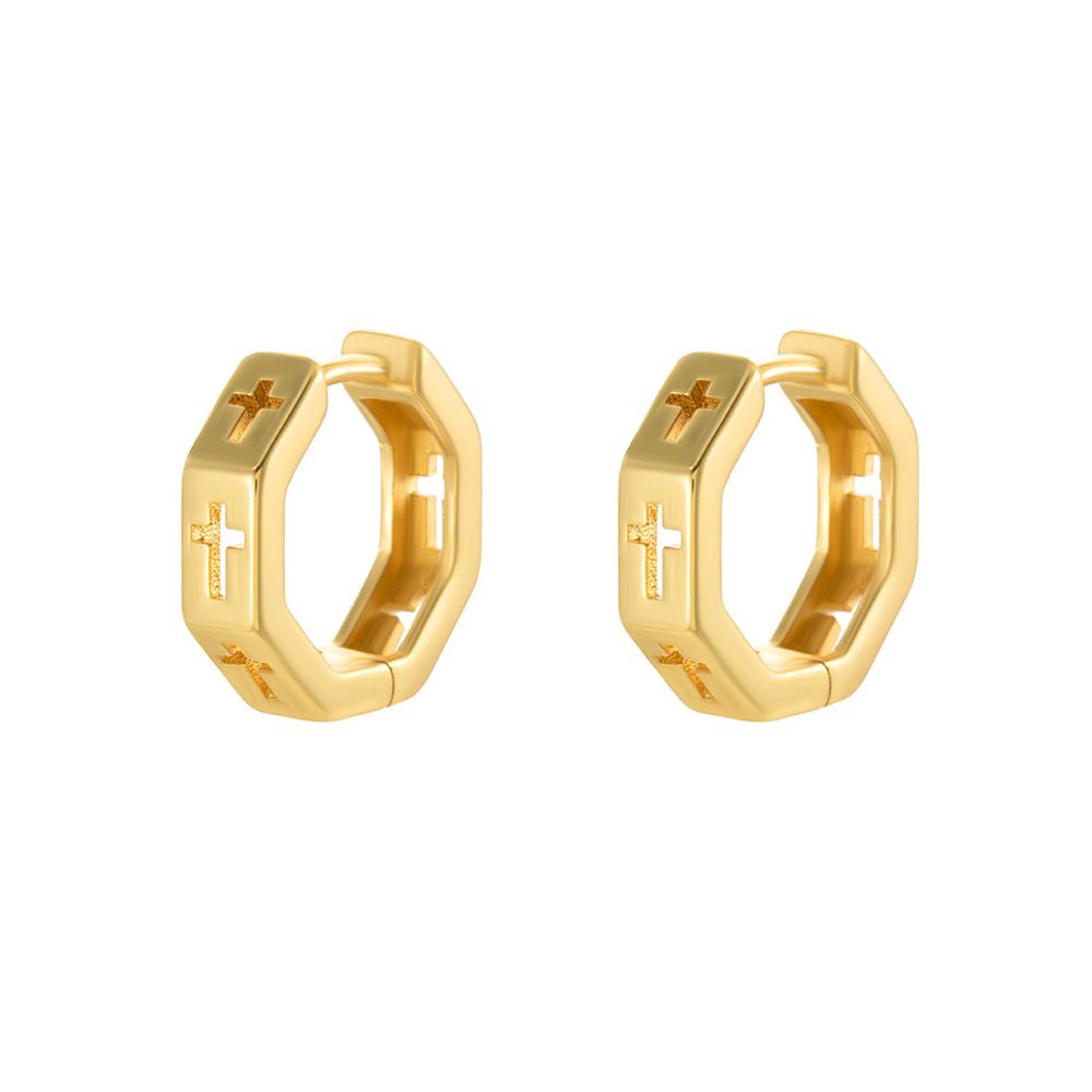 Серьги-кольца из циркония для женщин Медь Инкрустация Стразы Круг Прокол Гвоздик