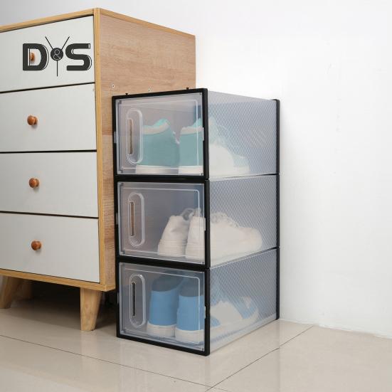 Velký organizér na boty Úložný box Stohovatelný design Prachotěsný Snadno se čistí Úsporný box na boty Průhledná vitrína s víkem