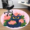 1pc Floral Cat Office Round Area Rug,  Mat Suitable For Office, Under Office Chairs Bedroom Living Room Home Decor, Room Deco