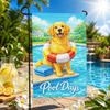 Heyfibro Pool Days Garden Flag – 12x18 Inch Double Sided Summer Happy Golden Retriever Design, Summer Yard Flag for Dog Love