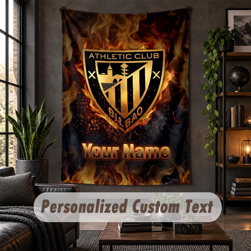 Wall Tapestry Athletic Bilbao FC Print Custom Name Text Wall Hanging Home Decor