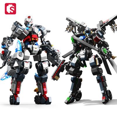 SEMBO BLOCK Combined Transforming Mecha Robot Building Blocks Kits MOC Build with Versatile Weapons Bricks Toys Boys Birthdays