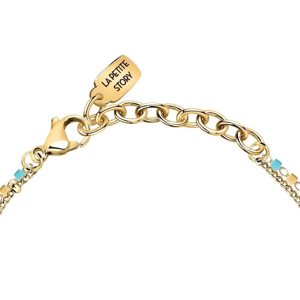 La Petite Story Goldfarbenes Stahlarmband mit blauen und goldenen Perlen LPS05ARR96 für Damen