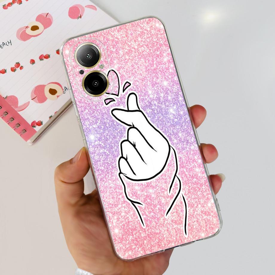 Weiche TPU-Stoßstange Hüllen für Realme C67 4G RMX3890 Rückabdeckung Dünnes Klares Silikon Handyhülle Damen Mode Malerei Funda C 67 4G