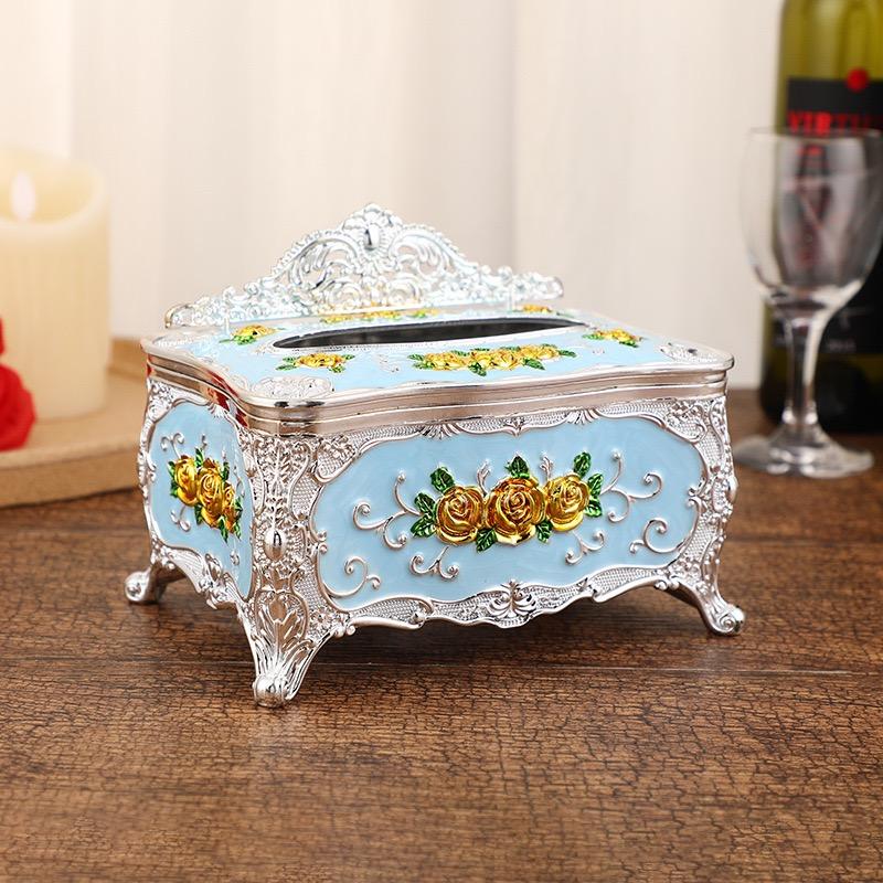 Embossed Rose Tissue Boxes Storage Napkin Holder Paper Case Organizer Ornament Craft Desktop Tissue Plastic Kitchen Tissue Box