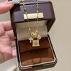 Charming Cross Lock Pendant Necklace Women Zircon Circle Fringe Minimalist Personality Retro Necklace Accessory Party Daily Gift