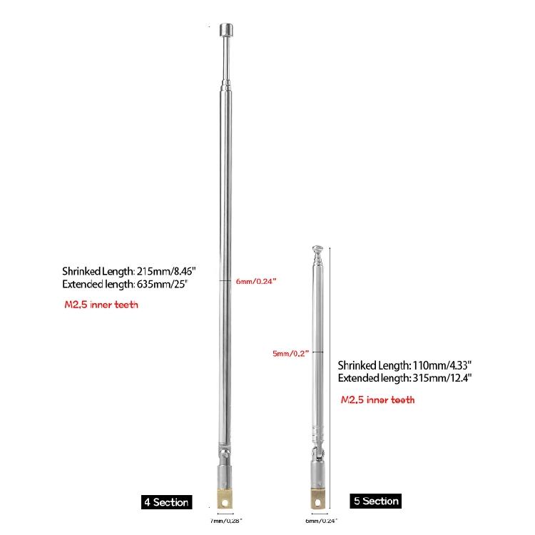 Telescopic Antenna for Electronic Radio TV Signal 4/5 Sections Radio Remote