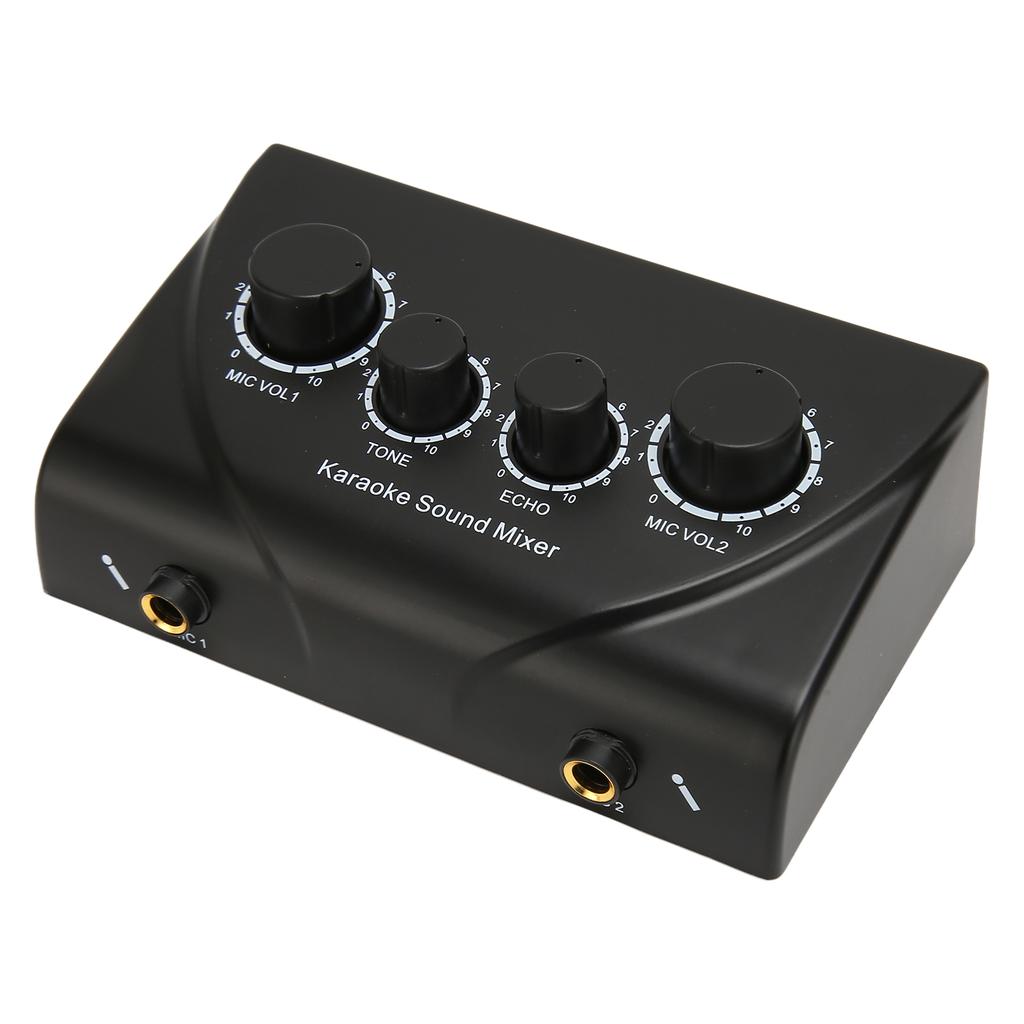 Karaoke Sound Mixer Professional Plug and Play 2 Mic Microphone Pre Amplifier for Home Theatre