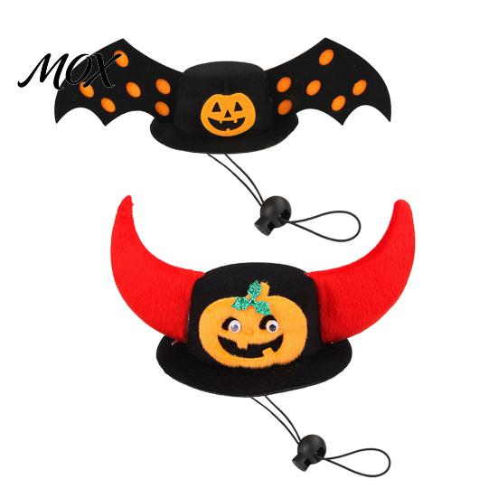 Lightweight Pet Headwear Halloween Bat Hat, Red Horn Pumpkin Cat Funny Non-slip Hat Wings Felt for Cats Small And Medium Dogs Costume