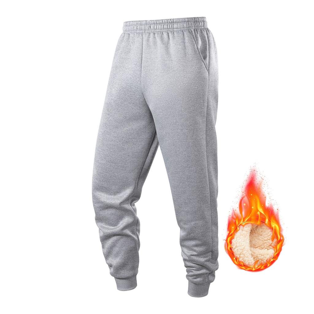 Men's Solid-color Casual Sport Tight-fitting Pants, Men's Fleece Warm Drawstring Tight-fitting Sweatpants