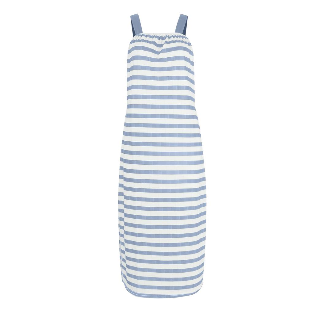 Dámská vesta bez rukávů s proužkovaným vysokým pasem Sexy dlouhé šaty se zavinutými boky