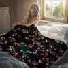 Dark Wild Floral Texture Flannel Blanket Warm Soft Halloween Christmas Decorative Couch Warm Cozy All-Season Gift