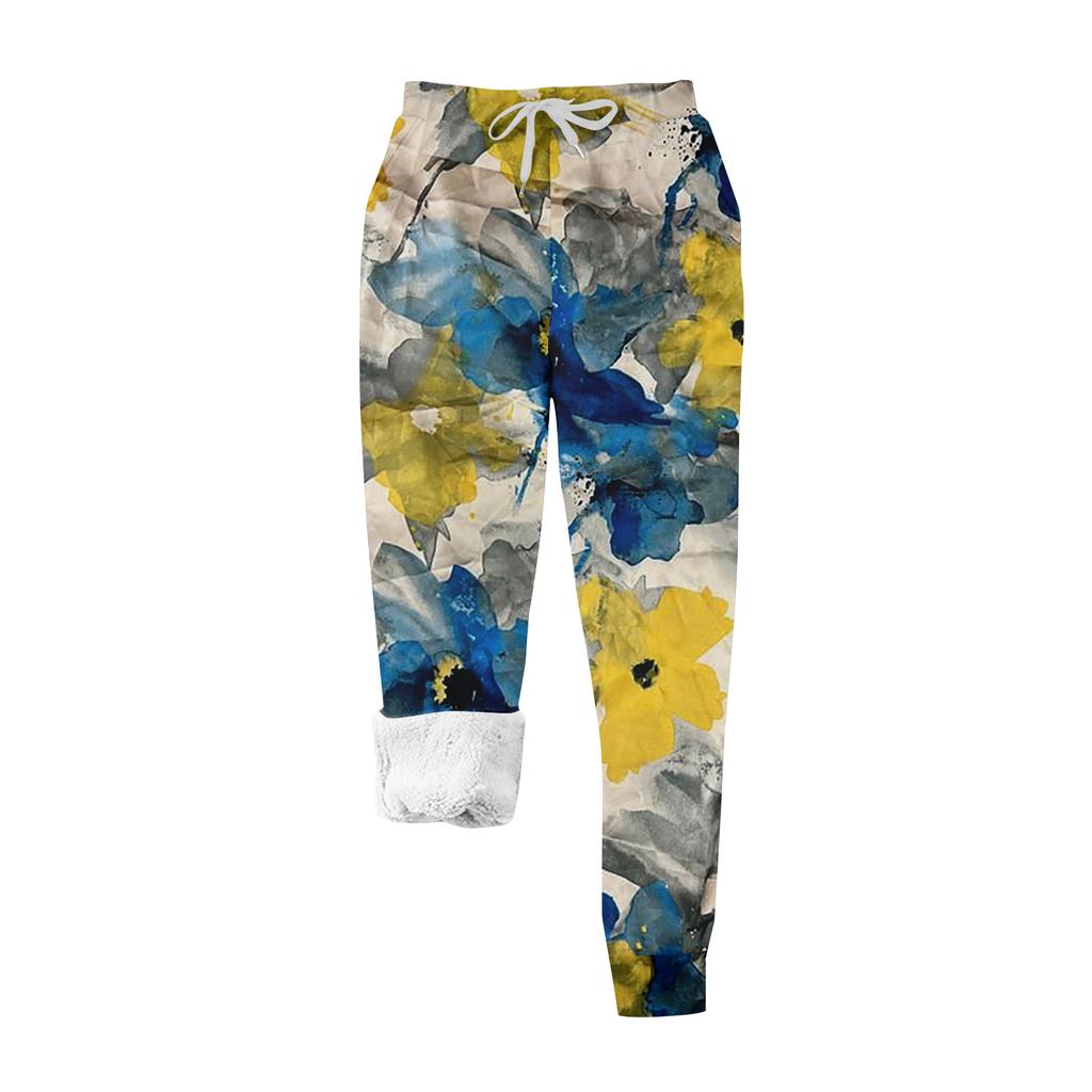 Women's Casual Fashion Home Christmas Print Plush Sweatpants