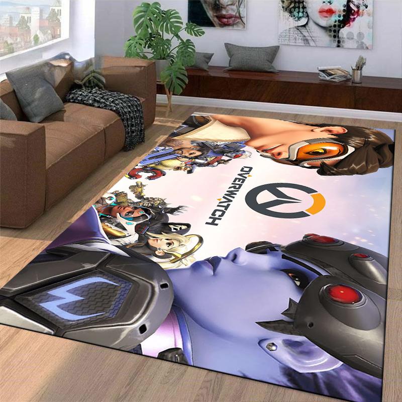 Overwatch Faction Printed Flannel Carpet Non-Slip Suitable for Bedroom, Living Room, Children's Room Decoration