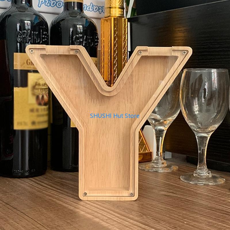 For Creative Nordic Wooden Letter Coin Simple Storage for Tank DIY Kids Money Saving Jar D57B