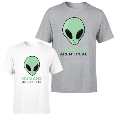 Humans Arent Real Mens Womens T Shirt Mens Womens Tees Top Funny Alien Unisex Retro Tee Top