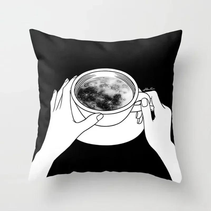 Black Pillow Galaxy Planet Cushion Cover Space   Pillowcase Soft  High-quality Home Decor