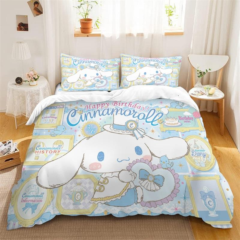 Cinnamoroll Kawaii Bedding Sets Cute Comforter Cover Bed Cover Duvet Cover Pillow Case 2-3 Pieces Sets Kids Adult Size