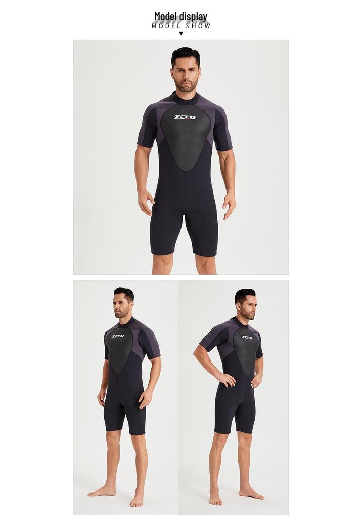 Traje de neopreno de manga corta para hombre de 3 mm: Protección Solar, Calidez, Traje de Surf y Buceo - Talla Mediana/Grande