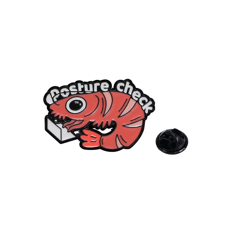 

Cute Crayfish Working On A Computer Enamel Badge Personalized Metal Pins Lapel Brooches On Backpack Clothing Bag Accessories