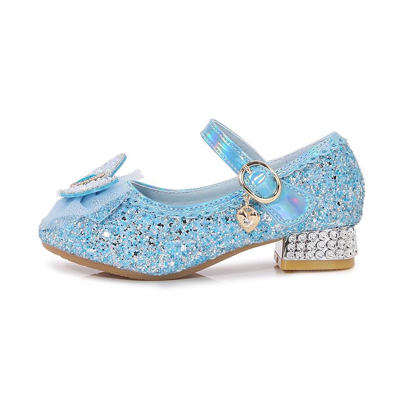 

Electroplated single shoes, new crystal shoes, small leather shoes, little girls single shoes, Elsa princess shoes 22 синий