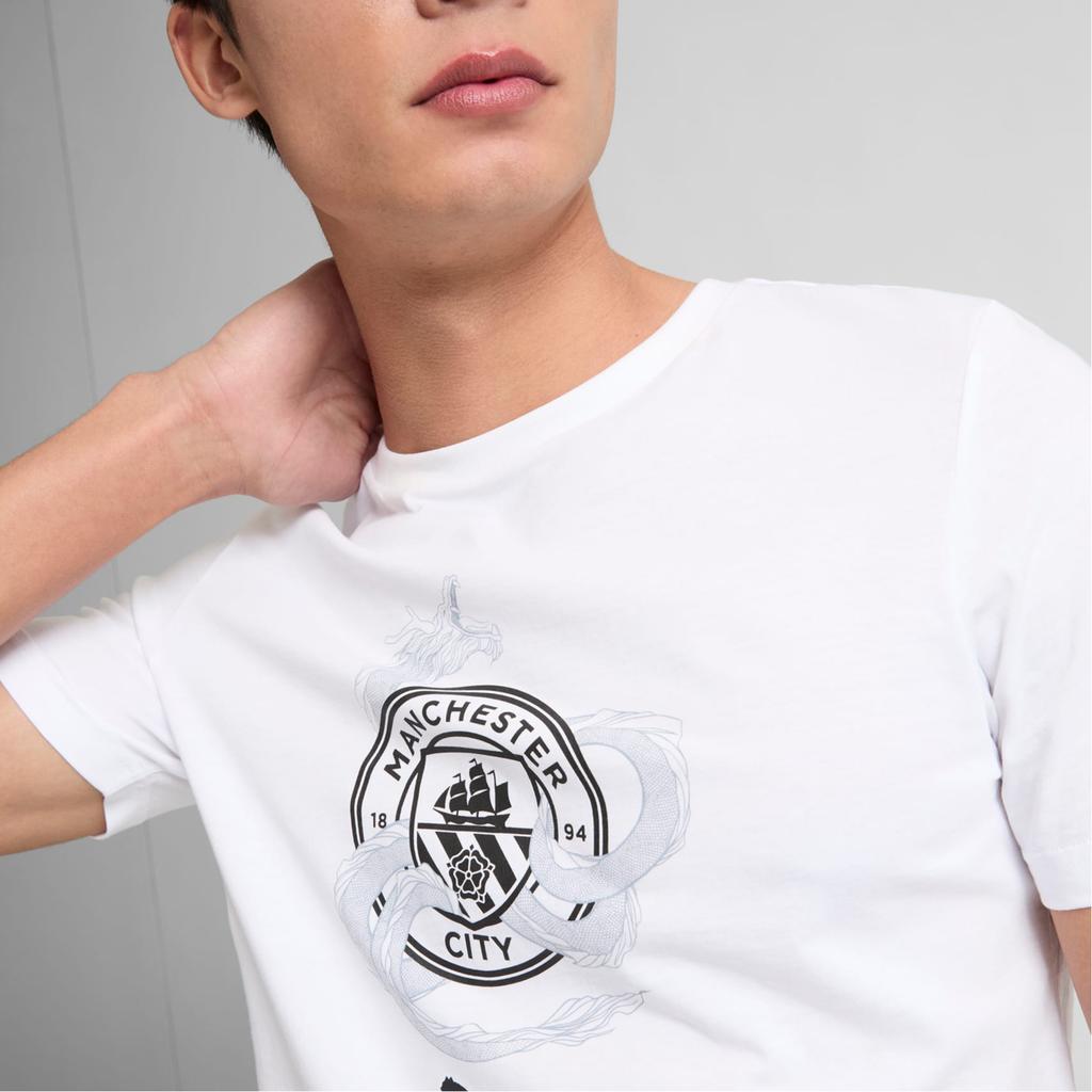 Puma Manchester City Year Of The Dragon Tee Logo Design Printed Casual Crew Neck Short Sleeve T-Shirt Men Tops White 778519-22