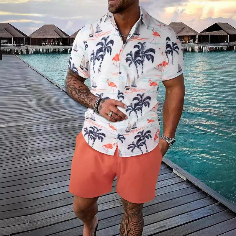 

Гавайи Мужская повседневная рубашка Мужская одежда Модная рубашка с лацканами Топы S