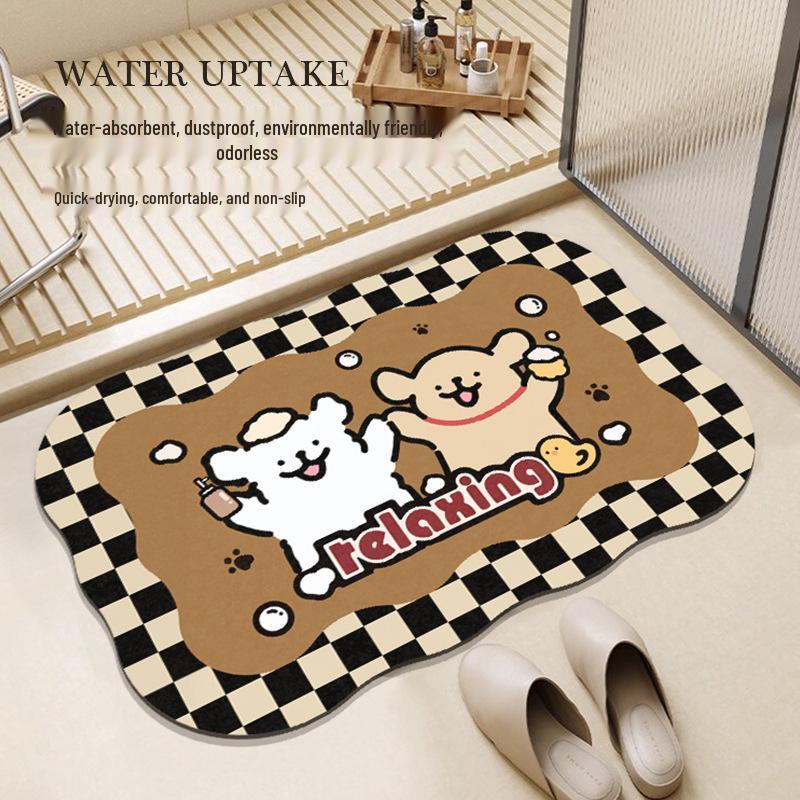 Cartoon Cute Non-Slip Diatom Mud Floor Mat - Quick Dry Water-Absorbent Bathroom & Toilet Door Mat