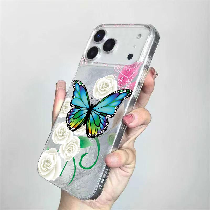 Flower Butterfly Large Hole Transparent Phone Case For Apple Iphone Niche Cute Girls Design