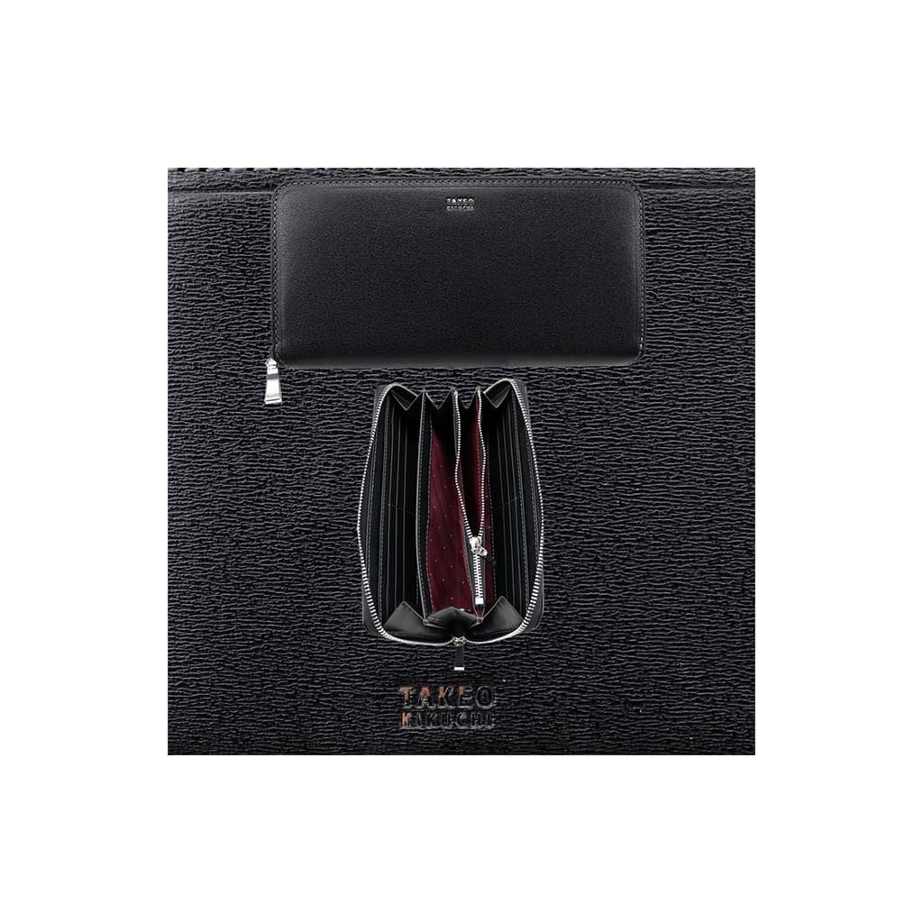 Takeo Kikuchi Men's Max Embossed Leather Long Wallet (Cowhide (Italian Embossed Leather), Black)