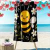 Serviette de plage imprimée abeille joyeuse parmi les fleurs, séchage rapide, adaptée aux voyages, aux sports de plein air, au jogging, à la plage et à la natation, cadeau