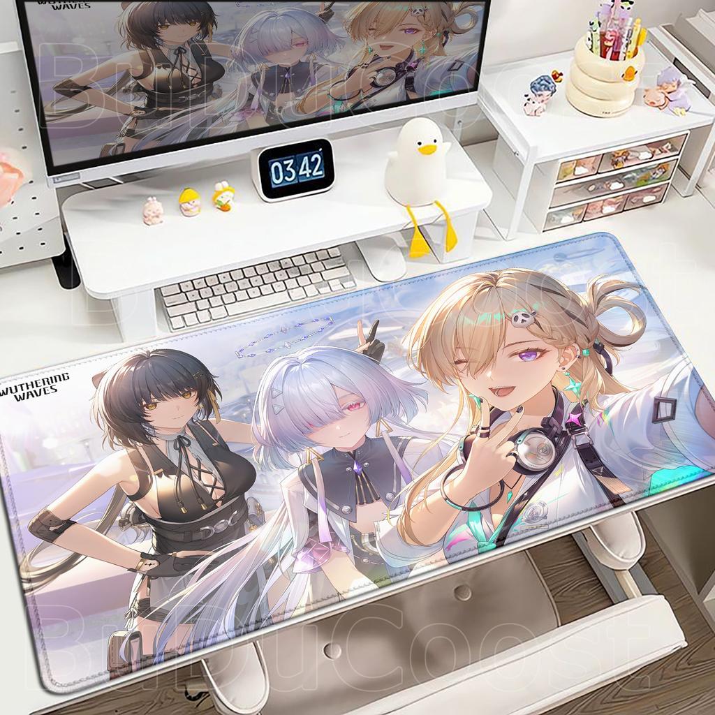 Mouse Pad de Jogo para Menina de Anime Wuthering Waves Tapete de Mesa Aemeath Acessórios de PC para Escritório Teclado Tapetes de Jogo com Mousepad