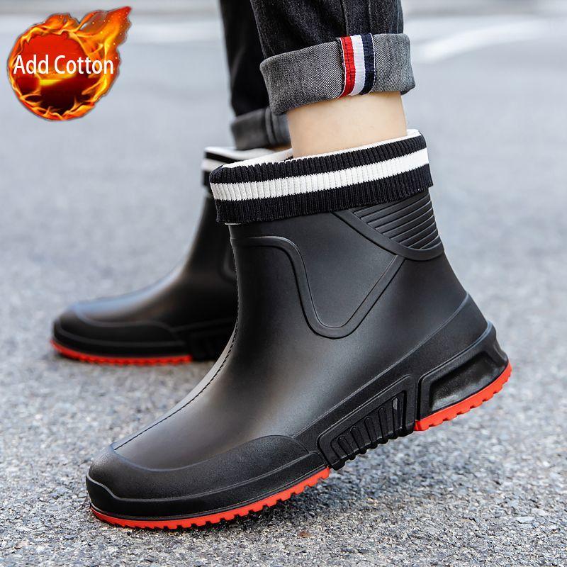 Lightweight Non Slip Male Shoes Booties Thick Platform On Offer Water Adult Designer Low-heel Fashion Wide Toes Men's Rain Boots