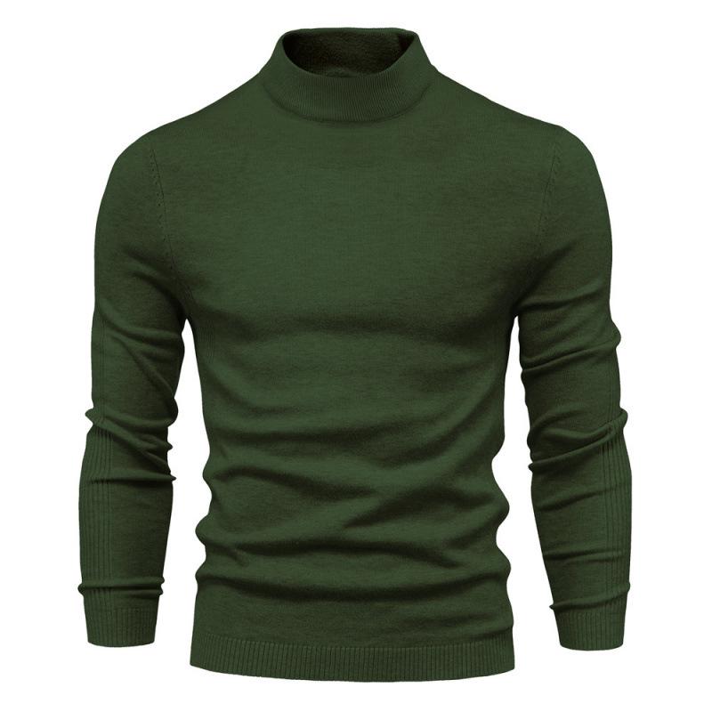 Men's High Collar Casual Knitted Pullover Sweater for Autumn and Winter