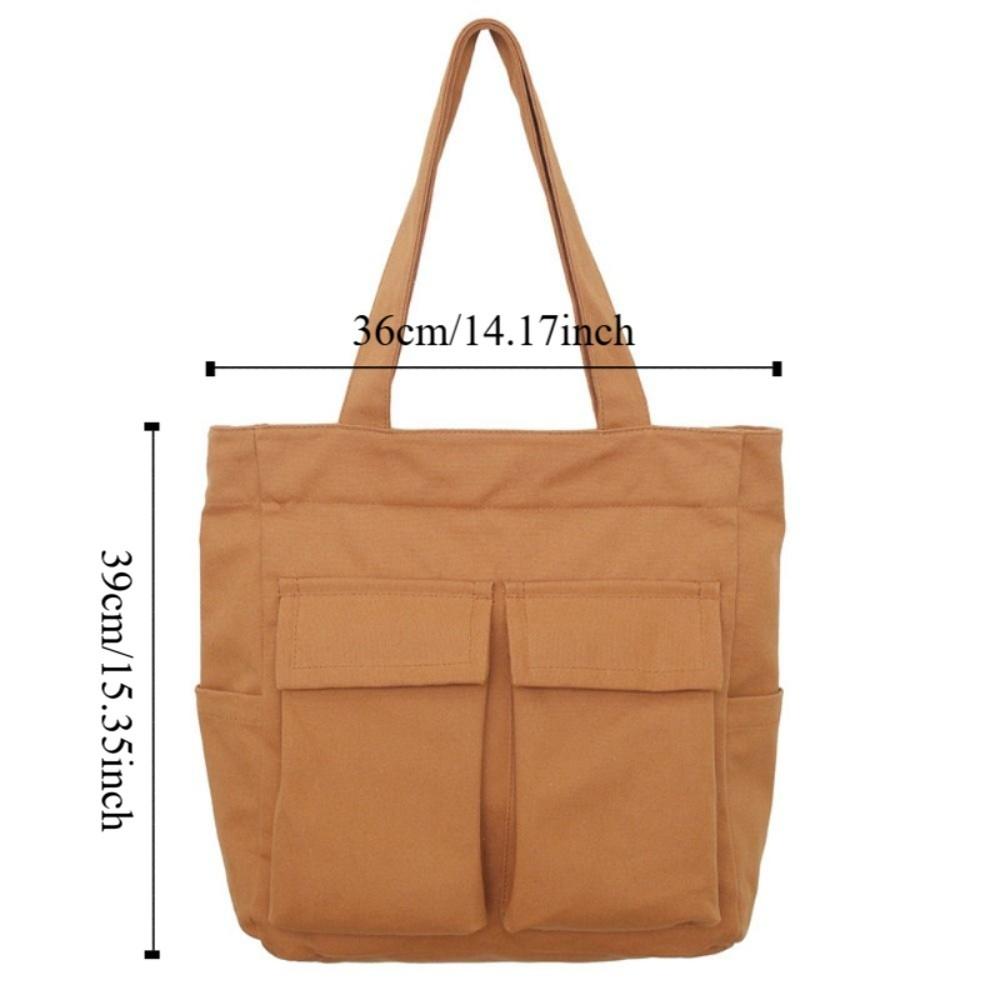 Leisure Multi-pocket Tote Bags Canvas Large Capacity Single Shoulder Bag Chic Light Weight Messenger Bags Unisex