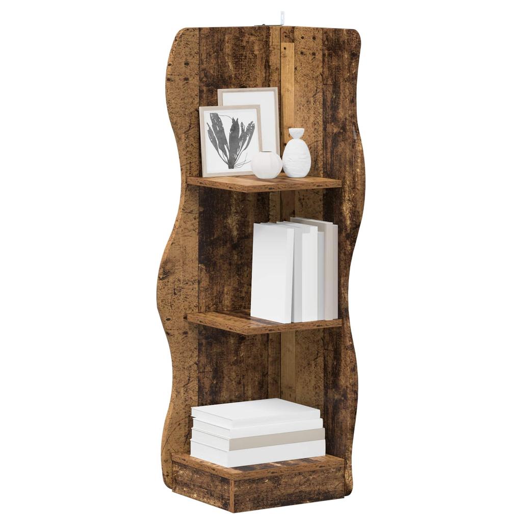 Corner Shelf with Shelf Reclaimed Wood Look 34 x 33 x 102 cm Wood Based Material