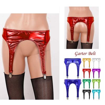 Adults Womens Four Metal Duck-Mouth Clips Suspender Stockings Elastic Waist Garter Belt Stockings Bottoms